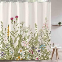 Sage Green Botanical Shower Curtain, Pretty Wildflower Herbs Plant Leaves Fabric Decorative Shower Curtains with 12 Hooks for Bathroom 72 ×72 Inch