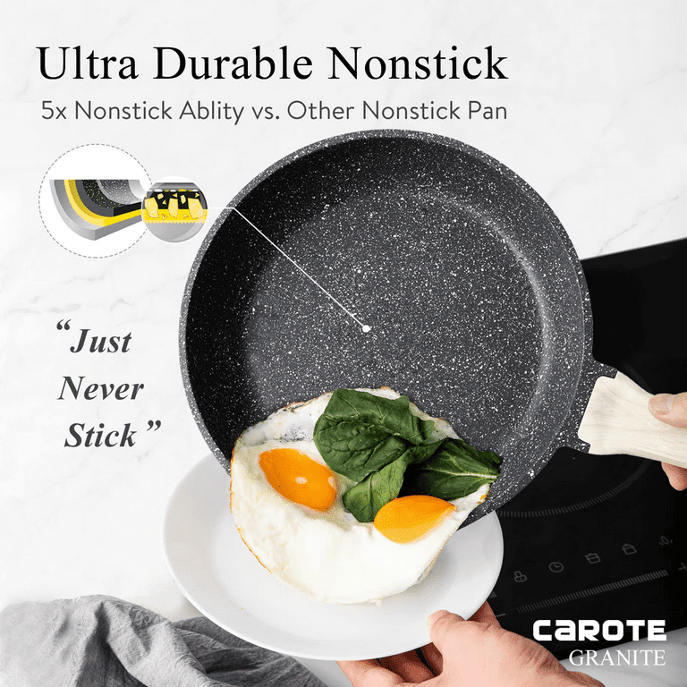 After 6 month using CAROTE Nonstick Granite Coating Frying Pan with Lid  detail review [ 2022 ] 