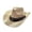 Beige, variant on HEVIRGO Cowboy Hat Classic Vintage Braided Curled Edge Wide Brim Men Sun Hat Outdoor Hat Straw