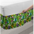 thumbnail image 2 of Tropical Bed Skirt, Pattern of Colorful Illustration of Big Leaves on Geometric Silhouettes, Elastic Bedskirt Dust Ruffle Wrap Around for Bedding Decor, 4 Sizes, Green and Multicolor, by Ambesonne, 2 of 2