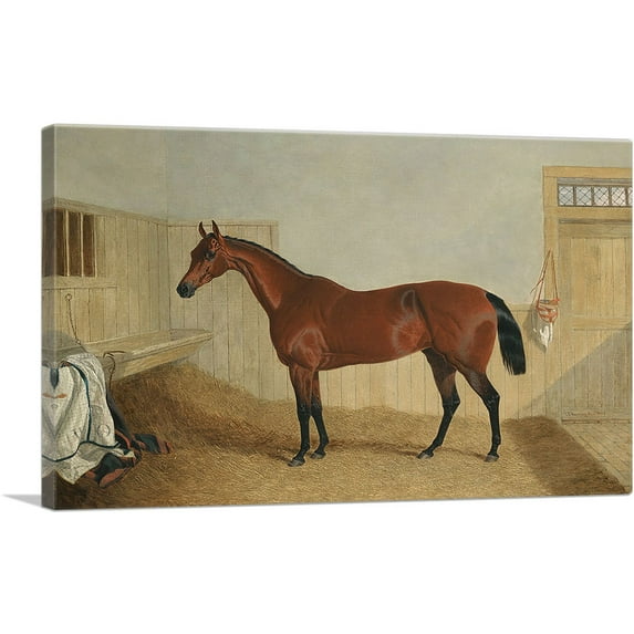 ARTCANVAS William Orde's Bay Filly Beeswing in a Stable Canvas Art Print by J.F. Herring Senior - Size: 18" x 12" (0.75" Deep)