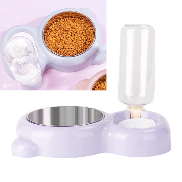 Protable de de Agua Y Comida para Perros Y Dobles, Cuenco de material acero Inoxidable, de Agua Automático, Botella de Alimenta - Púrpura Colco Dispensador de tazón para mascotas