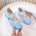 thumbnail image 2 of BOBOGOJP Girls Dress Shoes with Flower Embellishment Low Heel Ballet Party Wedding Flats Blue for 8, 2 of 4