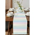 thumbnail image 4 of Table Runner Dresser Scarves 108 Inch Long, Minimalist Geometric Art Colorful Stripe Linen Dining Table Runners Blue Pink Green and Yellow Tabletop Scarf for Wedding Holiday Party Kitchen, 4 of 7