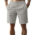 thumbnail image 2 of TQWQT Mens Linen Shorts Dressy Casual Elastic Waist Breathable Lightweight Beach Shorts Trendy Summer Linen Shorts with Pockets Light Gray L, 2 of 9