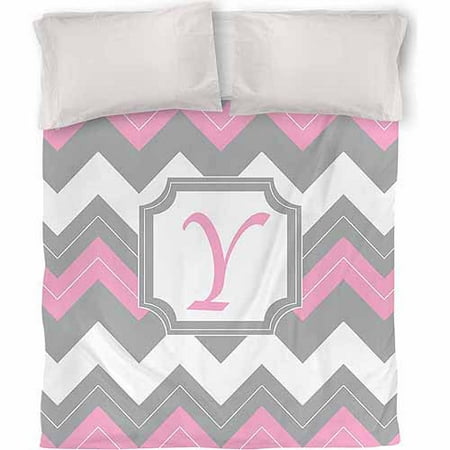 IDG Chevron Monogram Duvet Cover, Pink