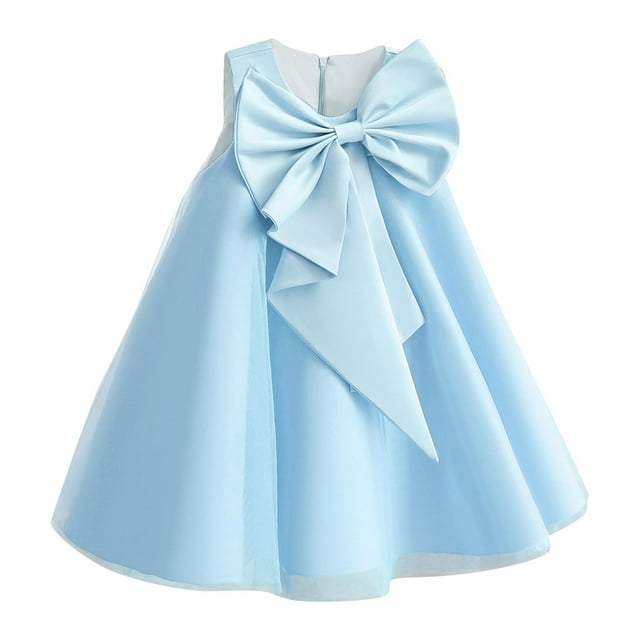 Robes de Fête d'Anniversaire Sans Manches avec Nœud pour Filles, Robe de Princesse pour Enfants, Robe de Communion, Robe de Demoiselle d'Honneur, Robe de Bal de Mariage 8-9 Ans