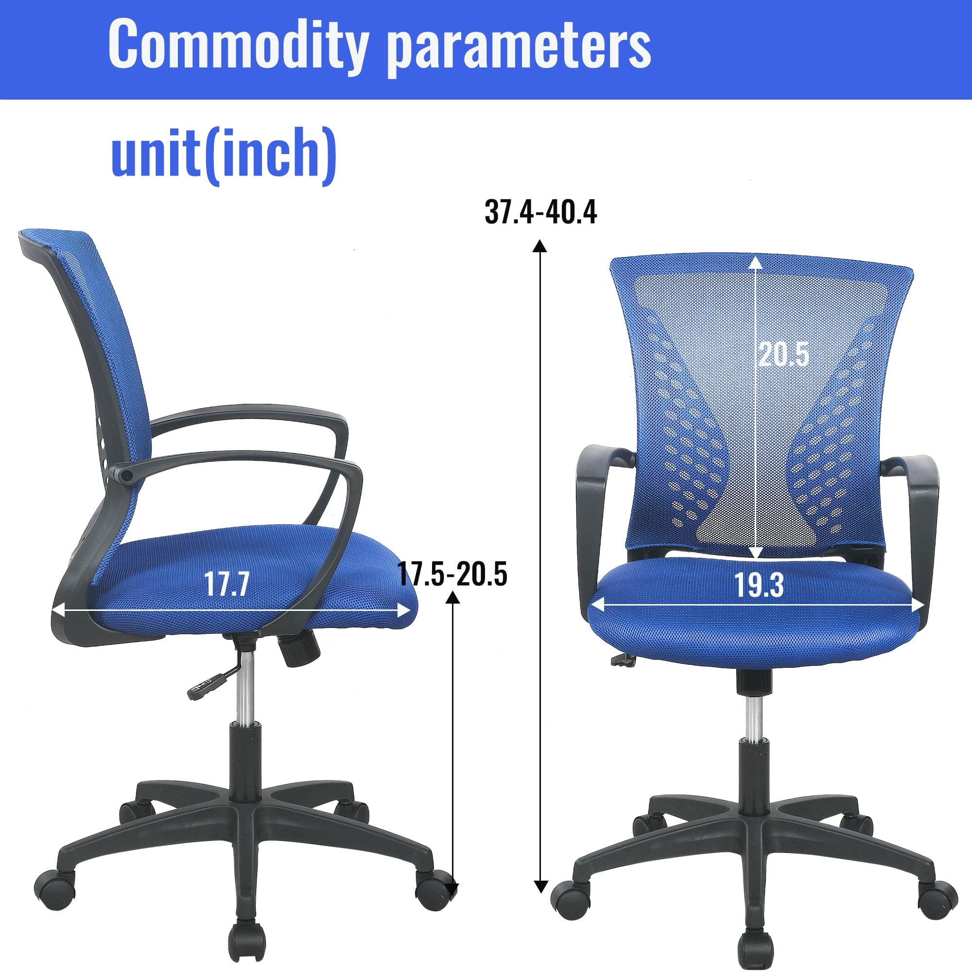 FDW Ergonomic Home Office Chair, Lumbar Support, Rolling Swivel for Women(Blue)