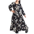 thumbnail image 2 of HBGVBA Girl's Floral Print Maxi Dress Muslim Long Sleeve V-Neck Ankle Length Robe Dresses Floral Embroidery Floral Print Ruffle Modest Daily Wear 3-14 Years, 2 of 5
