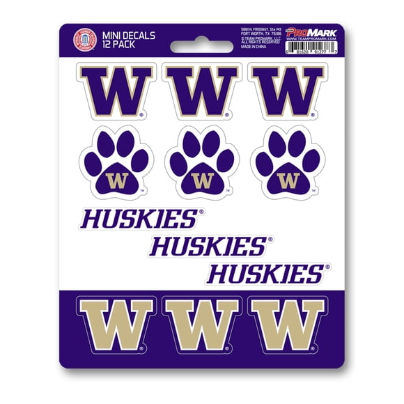 Fanmats Universidad De Washington Mini Calcomanía 12 Unidades