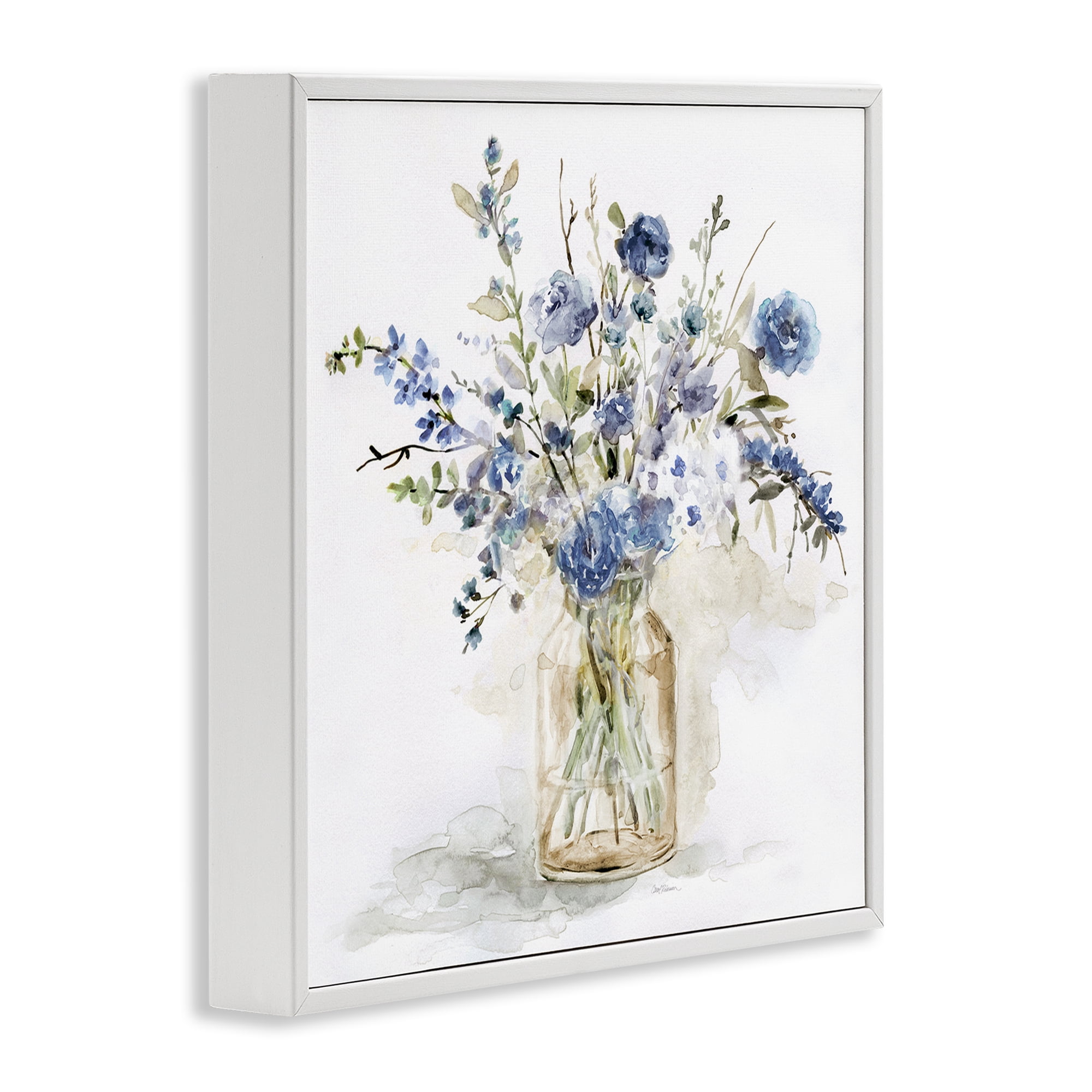 Stupell Industries Spring Floral Dollops White Framed Giclee Art, design by Carol Robinson