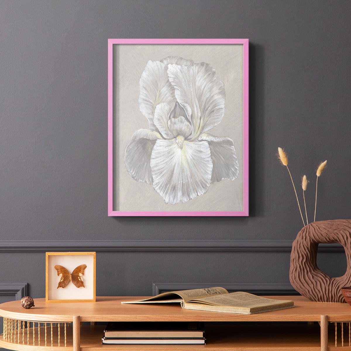 White Iris I Framed Print in Pink Solid Wood 11 x 14 Framed Print