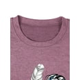 thumbnail image 4 of TWZH Women Feather Print Crew Neck Long Sleeve T-Shirt with Pockets, 4 of 6