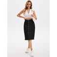 thumbnail image 3 of DARING DIVA Women's Denim Raw Hem Button Down Pencil Skirts XX-Large Black, 3 of 7