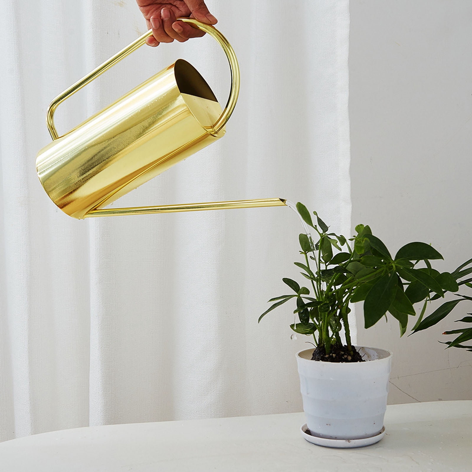 Stylish Indoor Plant Watering Can 51oz Stainless Steel Long Curved Spout Watering Pots for Indoor and Outdoor Garden Use