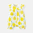 thumbnail image 3 of PatPat Baby Girl Romper 100% Cotton Gingham Allover Lemon Print Flutter-sleeve Romper,2-Pack,6-9 Months, 3 of 11