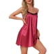 thumbnail image 4 of Noche de inspiración para mujeres, camisón de lencería con encaje, vestido de dormir de satén sedoso, babydoll, cami, pijama corto 2XL rojo, 4 of 6