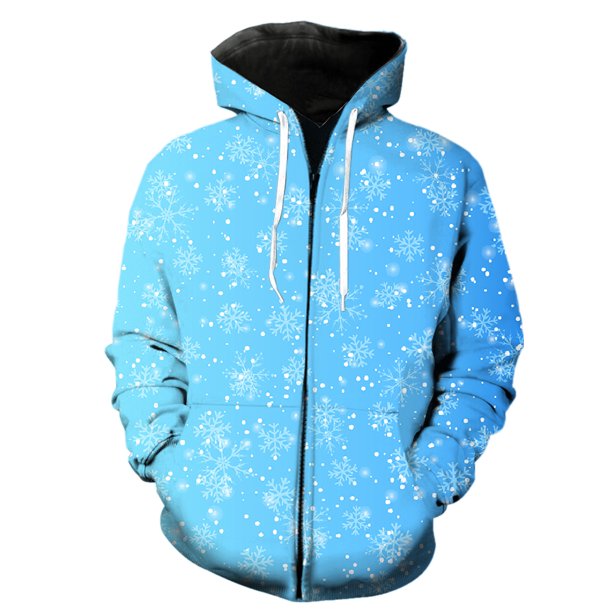 Sudadera con capucha y cremallera para hombre, con estampado de copos de nieve de invierno, divertida, de manga larga, estilo urbano, de gran tamaño, genial, gran oferta 2024, unisex, para primavera y