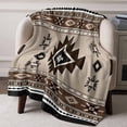 thumbnail image 2 of Flannel Fleece Throw Blanket Brown Aztec Ethnic Style Lightweight Soft Plush Blankets,Retro Bohemian Stripes Cozy Warm Throw Blanket for Couch Sofa Bed Car Office All Season Use 40x50in, 2 of 9