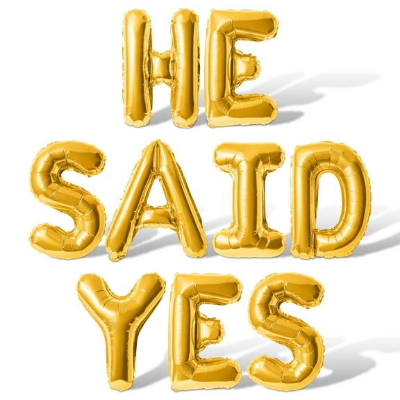 Letter Balloons - HE SAID YES 16" Inch Alphabet Letters Foil Mylar Balloon Bachelor Party Banner (Gold)