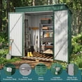 thumbnail image 6 of 6' x 4' Outdoor Storage Shed - Anti-Corrosion Metal, Double Lockable Doors, Waterproof UV-Proof, Outdoor Storage for Backyard/Patio/Lawn, Green, 6 of 7