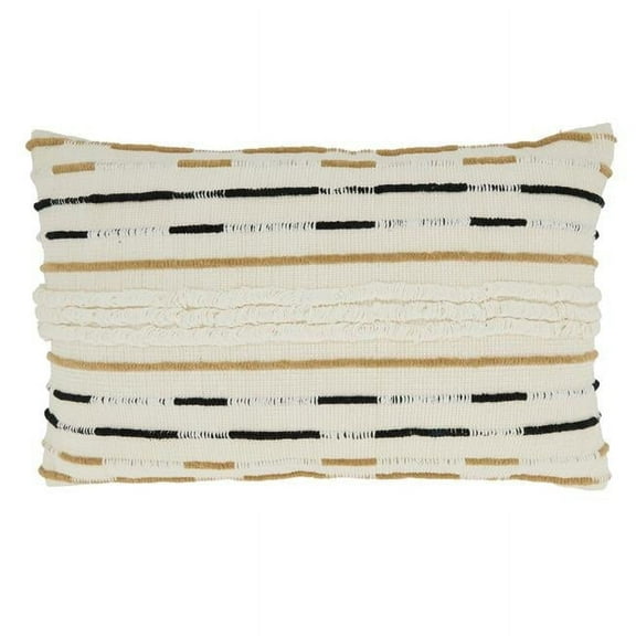 14 x 22 in. Textured Touch Corded Oblong Poly Filled Throw Pillow, Ivory