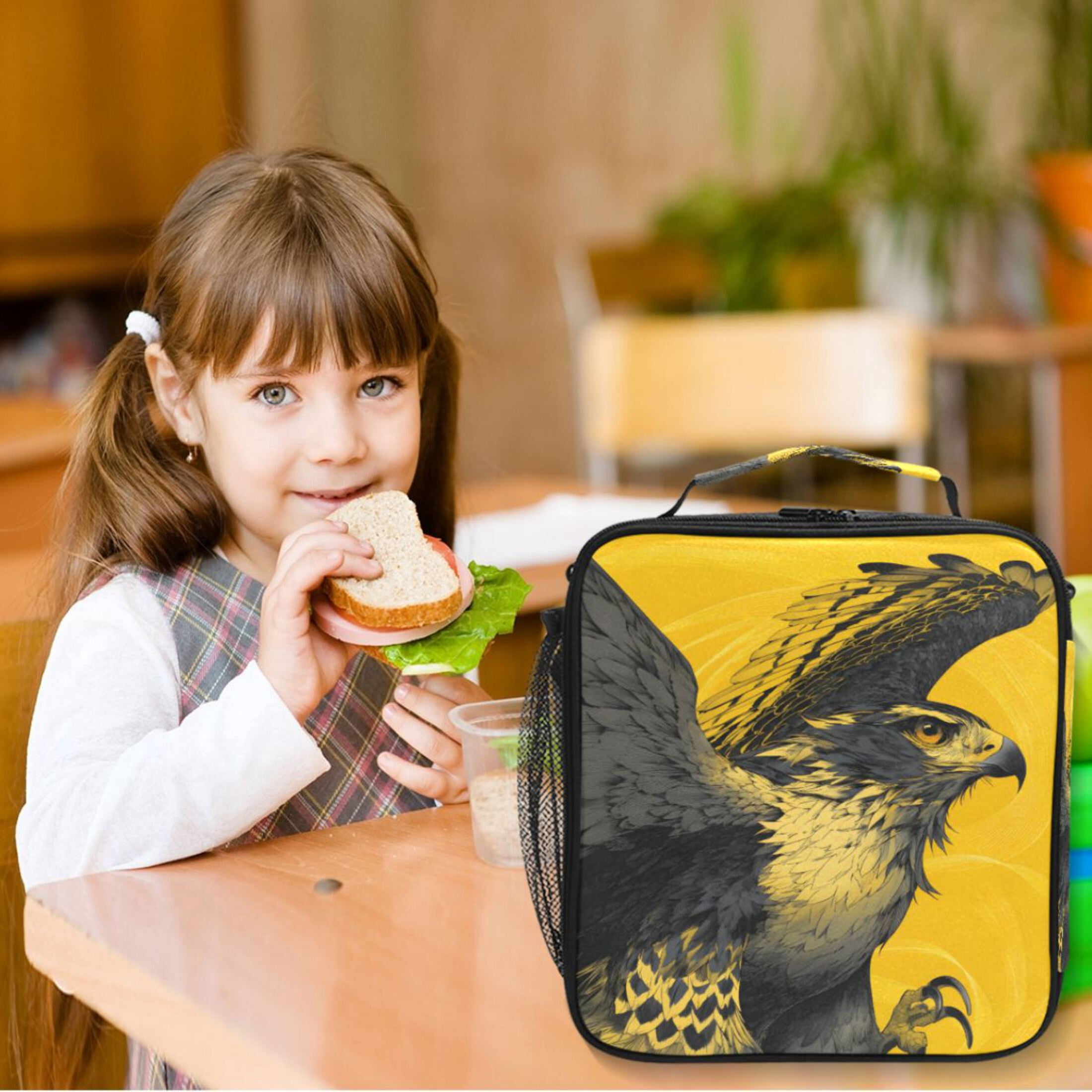 ALAZA Cool Eagle Lunch Box Insulated Cooler Lunch Bag with Shoulder Strap Meal Prep Tote