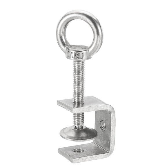 Uxcell 304 Stainless Steel C Clamps 30mm Square Mini Tiger Clamp Adjustable Heavy Duty Metal U Clip with Eye Hook Screw for Woodworking Welding Mounting, Silver