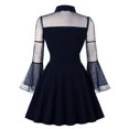 thumbnail image 2 of IBTOM CASTLE Women's Vintage 1950s Cocktail Party Prom Tea Dress Summer Long Bell Sleeve Retro flared A-line Swing Casual Dresses M Navy Blue, 2 of 3