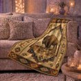 thumbnail image 6 of Western Bison Arid Landscape Halloween Pumpkins Black Cat, Cozy Pet Portrait Pattern, Warm Flannel Blanket for Cabin and Lodge, Cat Lovers Halloween Gift, Pet Lover Home Decor, 6 of 9