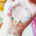 thumbnail image 4 of YUHAOTIN Charming Kids Flower Bead Bracelet with Glass Adjustable Jewelry for Girls Friendship Bracelets Friendship Bracelets for 2 Teen Girls Silver Bracelet Stack for Women, 4 of 6