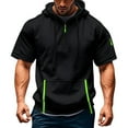 thumbnail image 2 of biudgviw Short Sleeve Hoodies for Men Casual Quarter Zip Pullover Drawstring Casual Hooded Sweatshirt for Workout Athletic with Pockets, 2 of 5