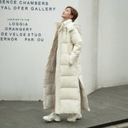 Women's Puffer Down Coat Winter Maxi Jacket with Hood，Black，M