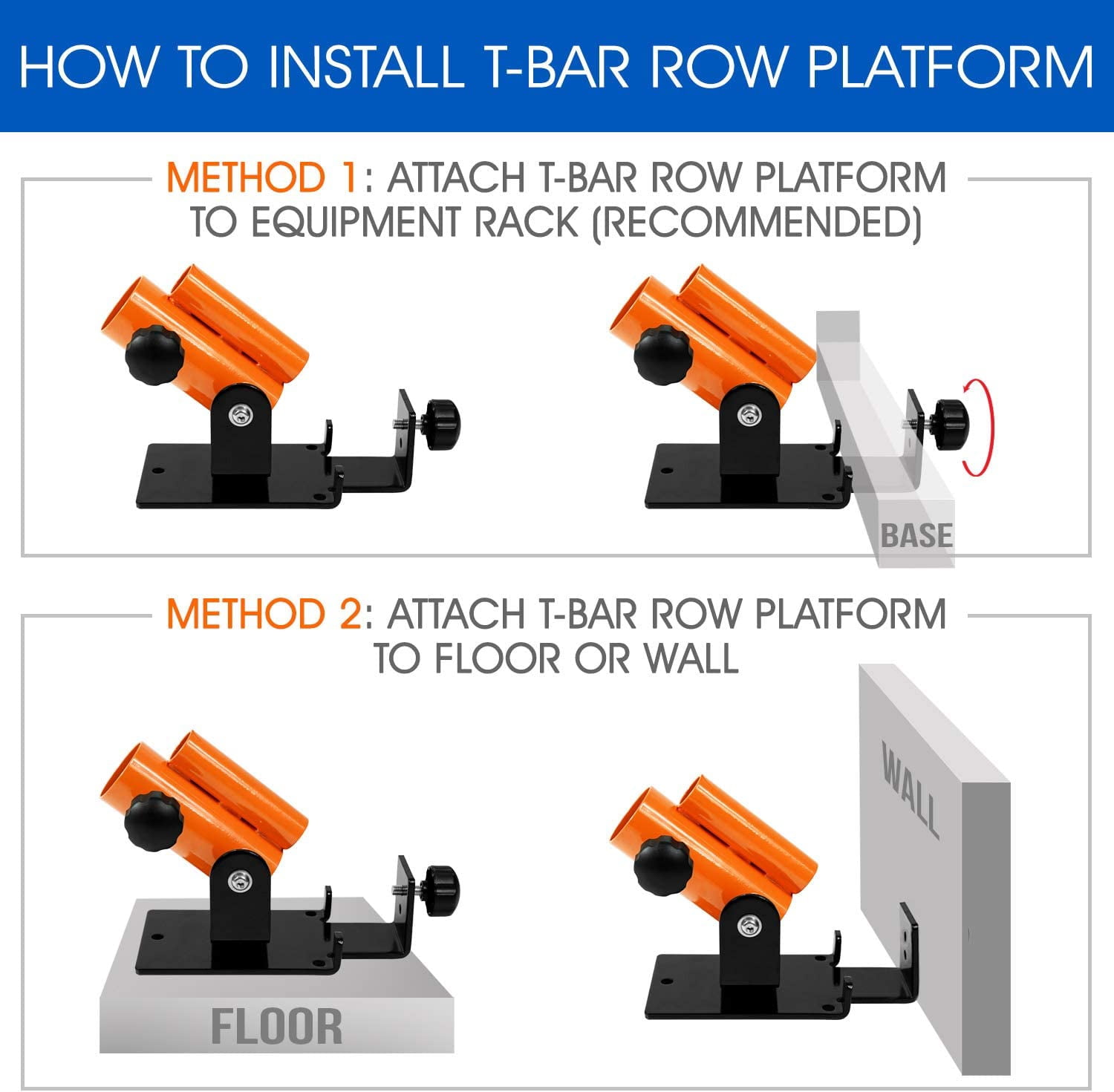 Yes4All T-Bar Row Platform With 360-Degree Swivel Orange
