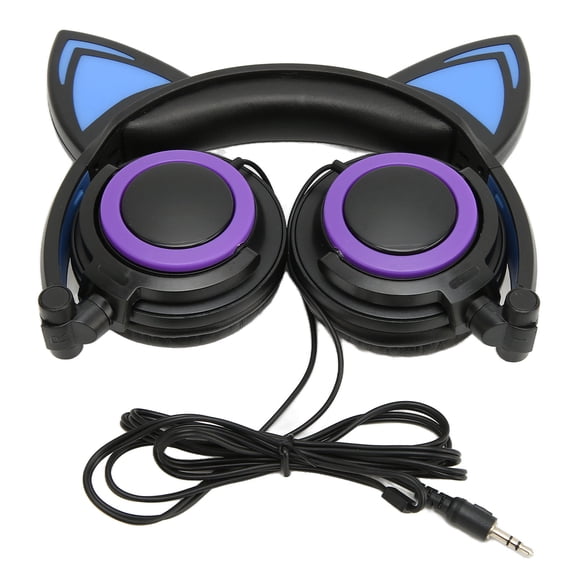 Wired Headphone, Comfortable Cat Ear Design Noise Reduction Wrap Around Design Kids Cartoon Headphone For Cell Phones For Girls