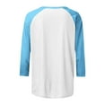 thumbnail image 5 of Delayuji Women Long Sleeve Round Neck Top Solid Color Color Matching Fashion Sleeves Casual T Shirt Blue L Polyester,Spandex Short Sleeve Shirts for Women, 5 of 7