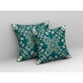 thumbnail image 2 of 18â€ Teal Yellow Wreath Indoor Outdoor Zippered Throw Pillow, 2 of 4