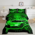 thumbnail image 3 of Homewish Sport Car Player Bedding Comforter Set for Boys, Speed Sports Lover Twin Comforter Sets, Neon Green Cartoon Reversible Bedding Set, Ultra Soft Bedroom Decor, 2-Piece, 3 of 9