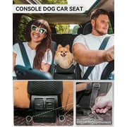 PETSFIT Center Console Dog Car Seat with Safe Protection Hooks, Pet Car Seat with Upgraded Safety Tethers, Washable Cushion, Console Dog Car Seats for Small Dogs Up to 9 Lbs(Black)