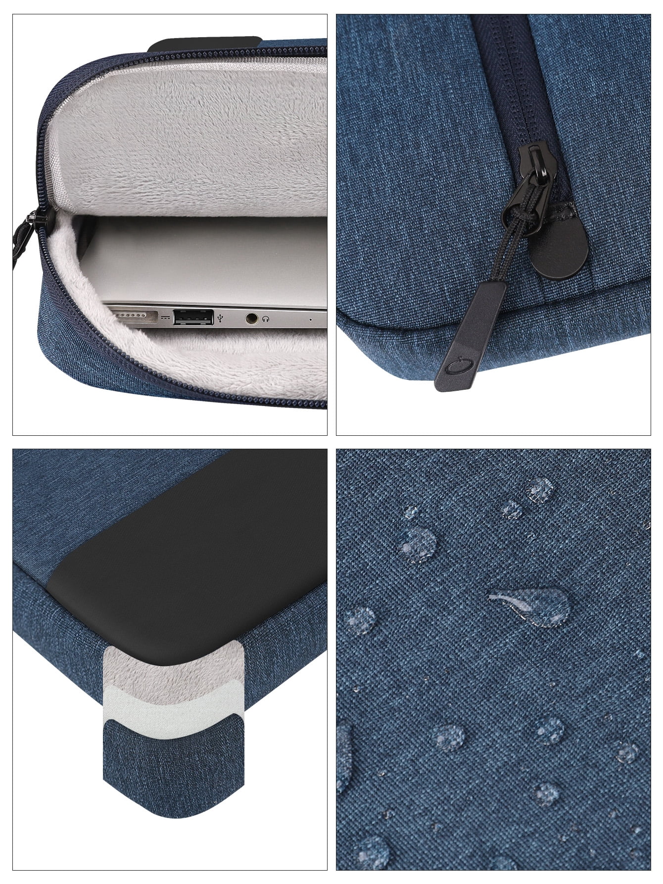 SENLASI Protective Laptop Sleeve 14 Inch Laptop Case for 14" Lenovo Thinkpad IdeaPad HP Dell Acer Notebook, MacBook Air 15 M3 M2 A3114 A2941 2023-2024 Waterproof Computer case Laptop Bag,Dark Blue