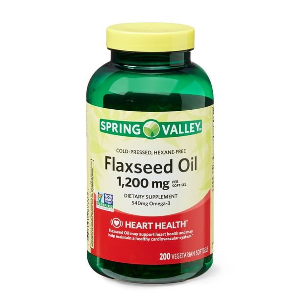 Spring Valley Oil, Sodium & Omega 3 Omega Fatty Acid Supplements, 1 Softgel, 200 Ct Walmart