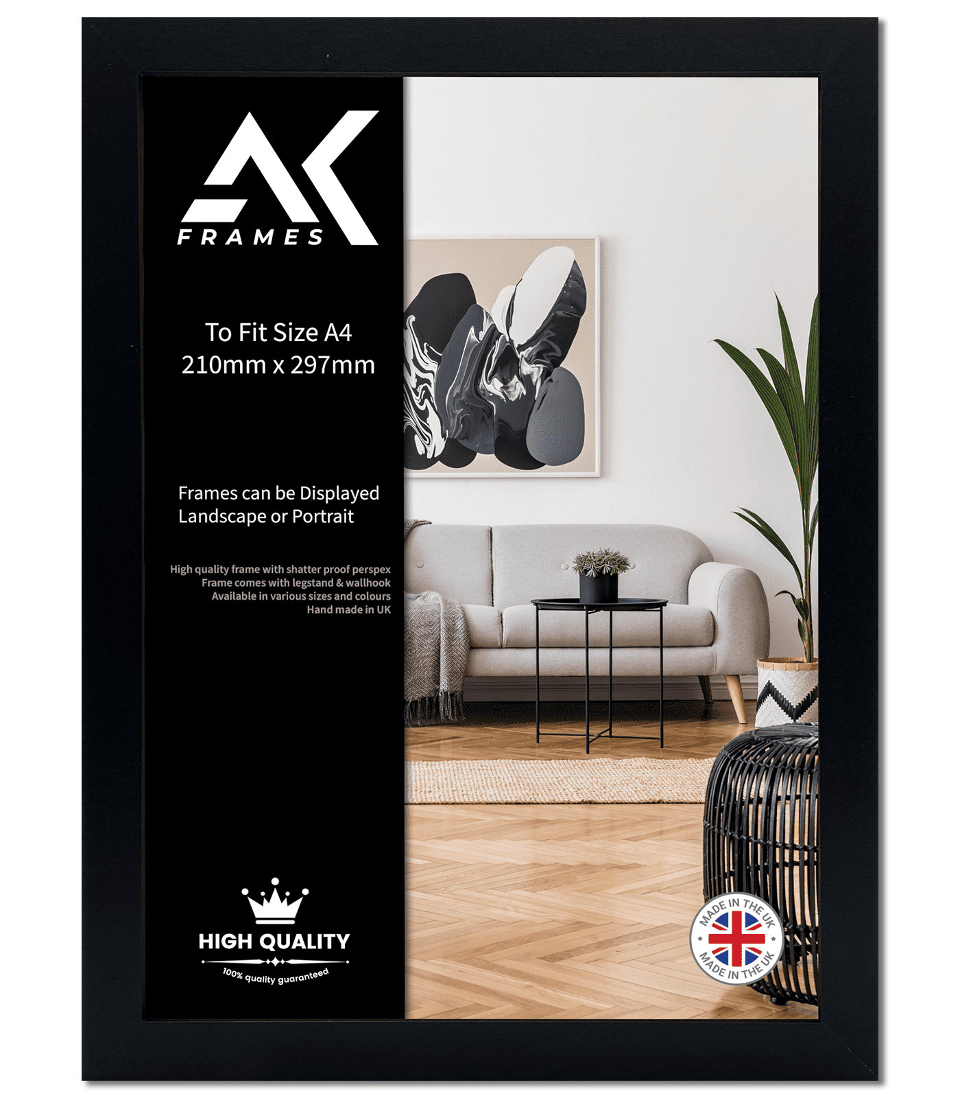 Black A4 Certificate Photo/Picture Frame-Styrene Front 