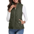 thumbnail image 2 of Women'S Stand Collar Zipper Padded Quilted Vest with Pockets Army Green XL, 2 of 10