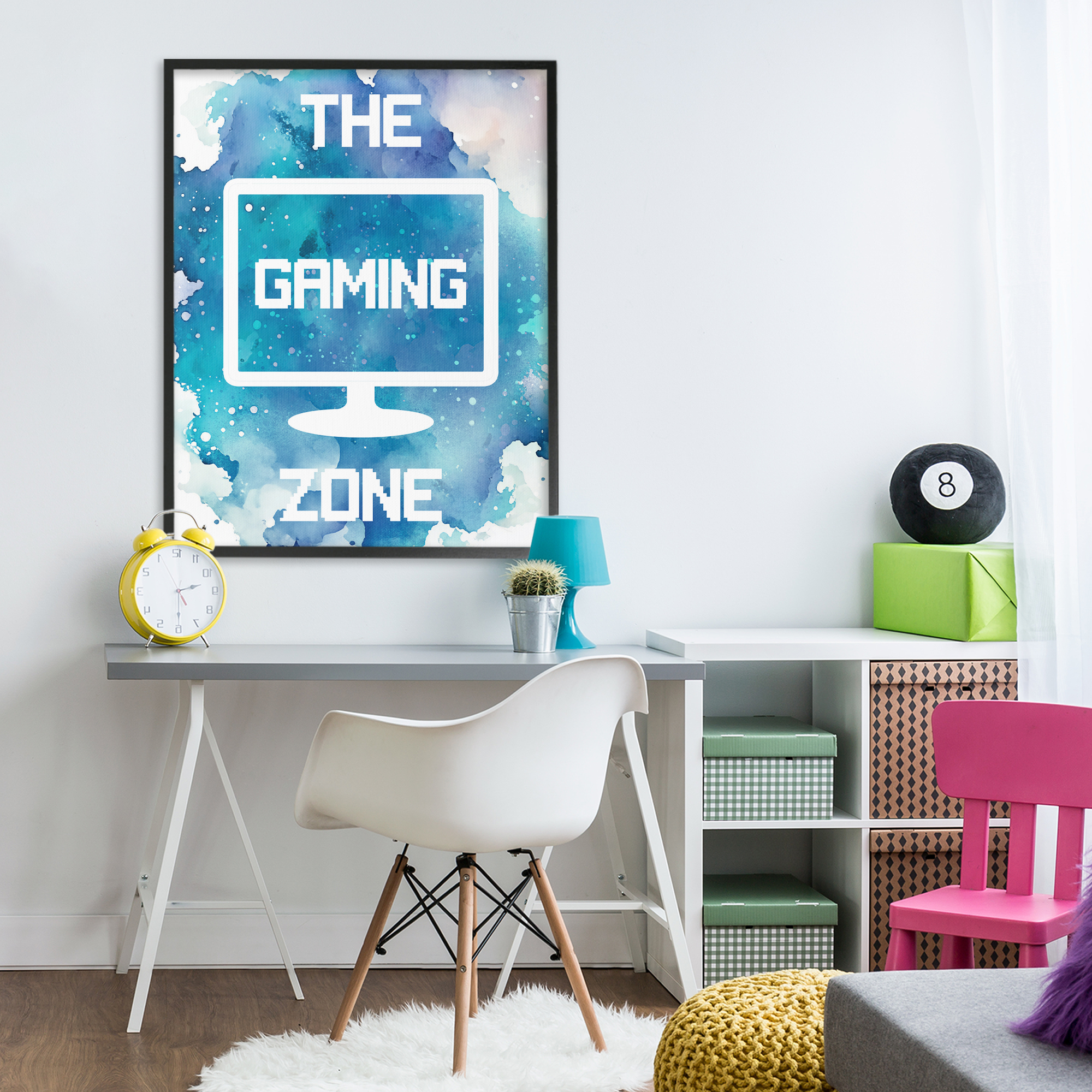 Gaming Zone Moniter Black Framed Giclee Art, design by Marcus Prime