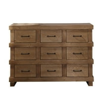Acme Capacious Wooden Dresser, Antique Oak- Saltoro Sherpi