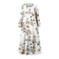thumbnail image 3 of Babysbule Womens Summer Dresses Women's Summer Dresses Print Long Sleeved Round Neck Dress Dresses With Pocket, 3 of 5
