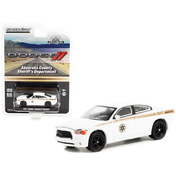 Diecast Dropshipper 30334 1-64 Scale 2011 Dodge Charger Pursuit Absaroka County Sheriff Department Hobby Exclusive Diecast Model Car, White