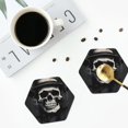 thumbnail image 5 of Pofeuu Magician Hat Skull Print Leather Coasters Set of 6, Round Cups Mugs Mat Pad for Home Kitchen Heat Resistant Drink Coasters,Hexagon, 5 of 7