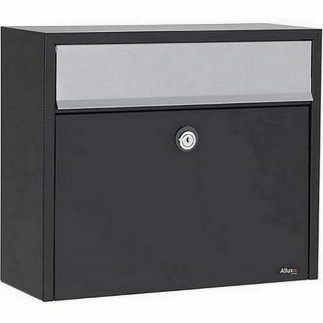 Allux Series Lt150 Wall Mount Mailbox In Black With Gray Flap