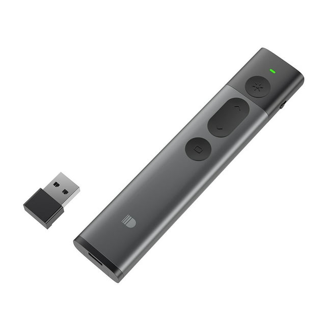 Presentation Remote Control with Green Light, Recargable Wireless Presenter PowerPoint Remote Control for PPT/Keynote/Prezi/Google Slides/Windows/Mac OS/Android/Linux Plug & Play